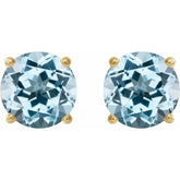 14K Yellow 7 mm Natural Sky Blue Topaz Stud Earrings